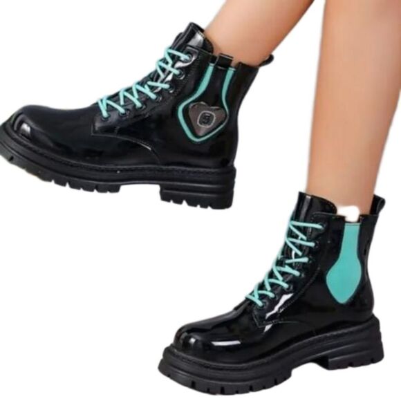 Ladies color block combat boots sz 8 - Picture 2 of 16